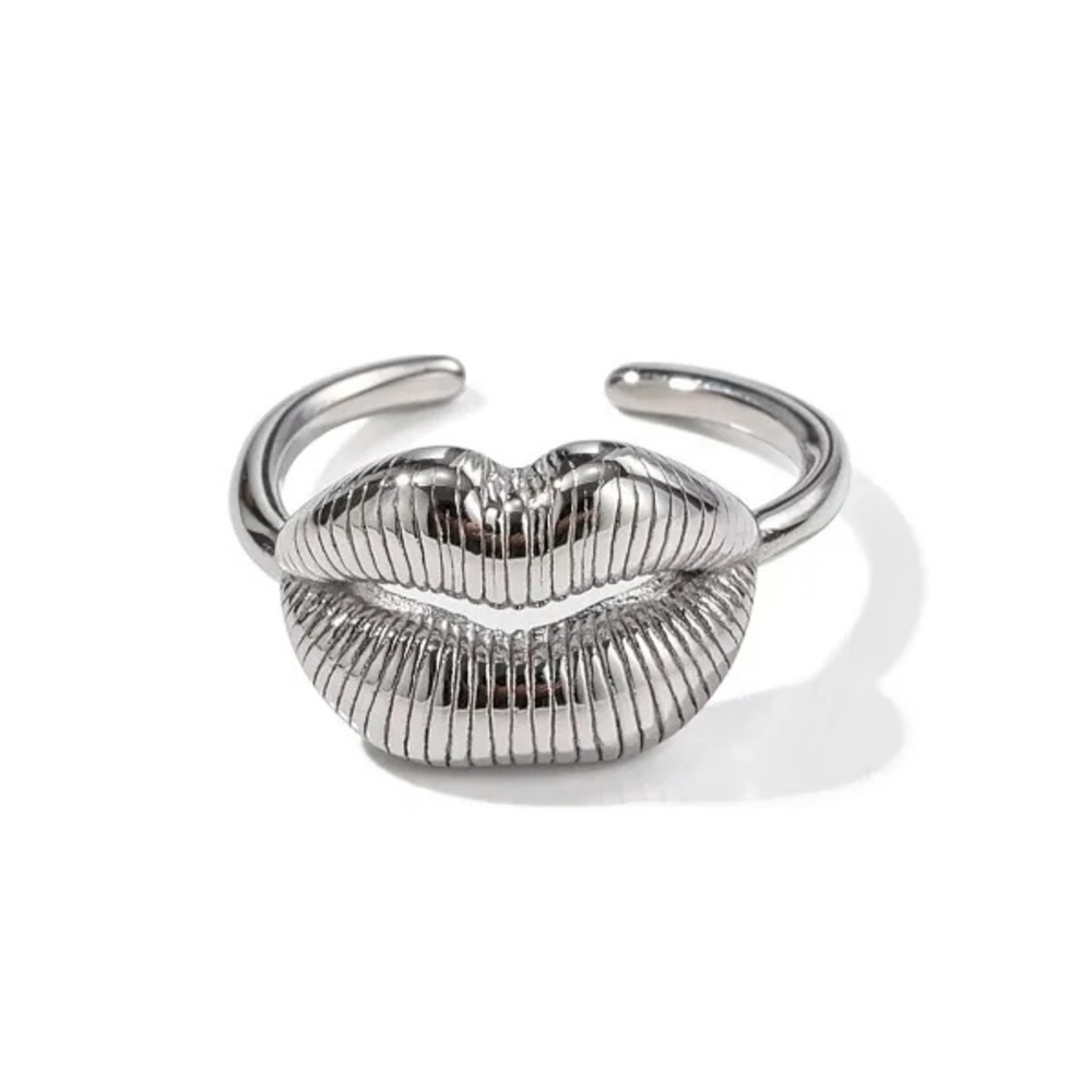 Waterproof Silver Lip Shape Ring*Lip Signet Ring*Open Ring*Tarnish Free*JD
